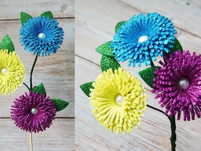 EVA Foam Paper Flowers????How To Make Glitter Foam Flower????DIY Decor