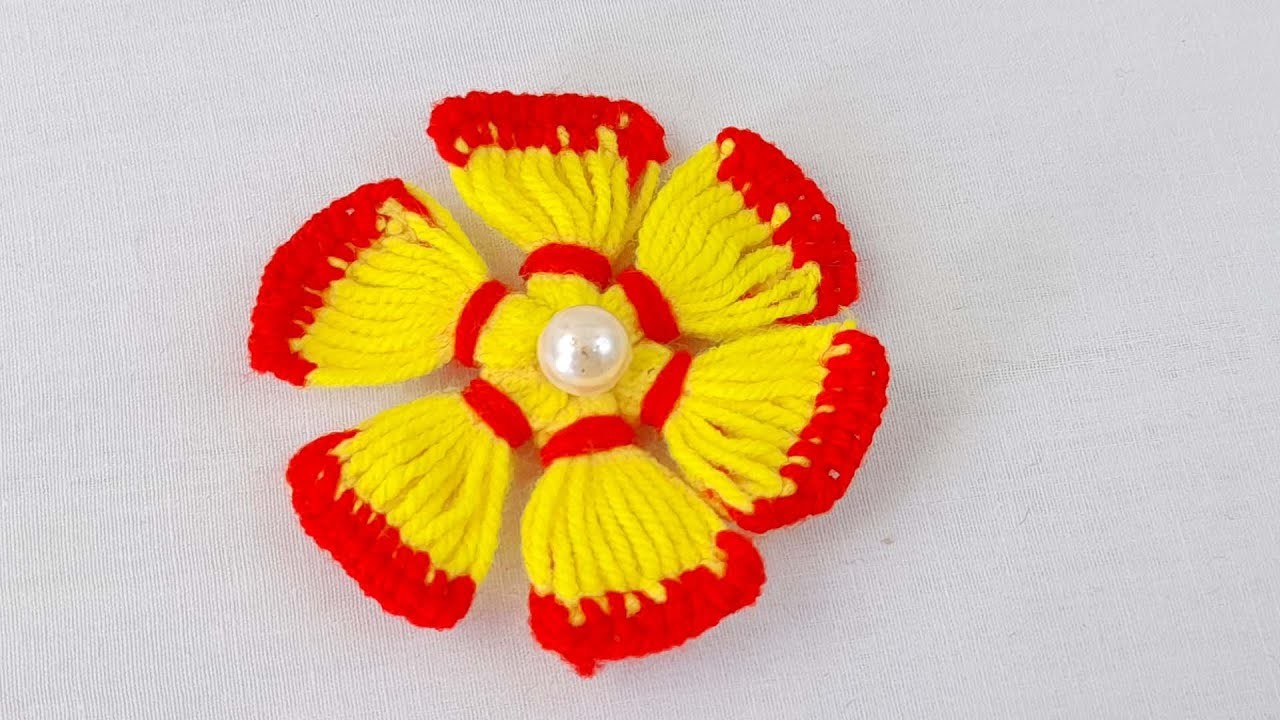 Hand Embroidery Amazing Woolen Flower  Making Ideas with Fork