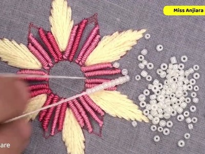 Hand Embroidery Beaded Work,  Cute Flower Embroidery Designs
