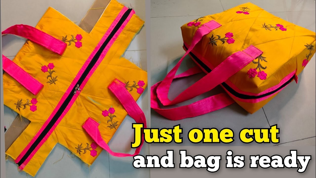 Just one cut and bag is ready - Very Beautiful Ladies Bag Cutting and Stitching | bag making at home