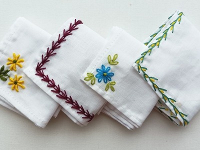 VERY EASY HANDKERCHIEF HAND EMBROIDERY DESIGNS FOR BEGINNERS#outline and flower hand embroidery????????