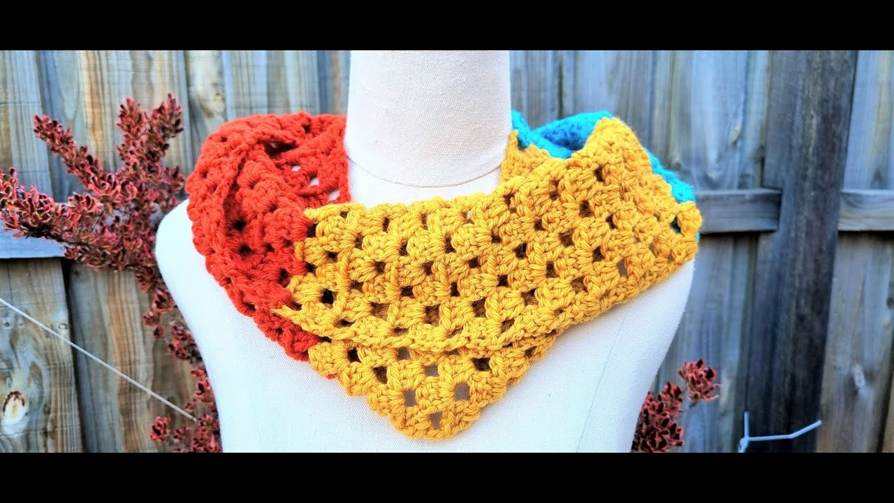 Crochet Cowl Wrap. Criss Cross Neck Warmer