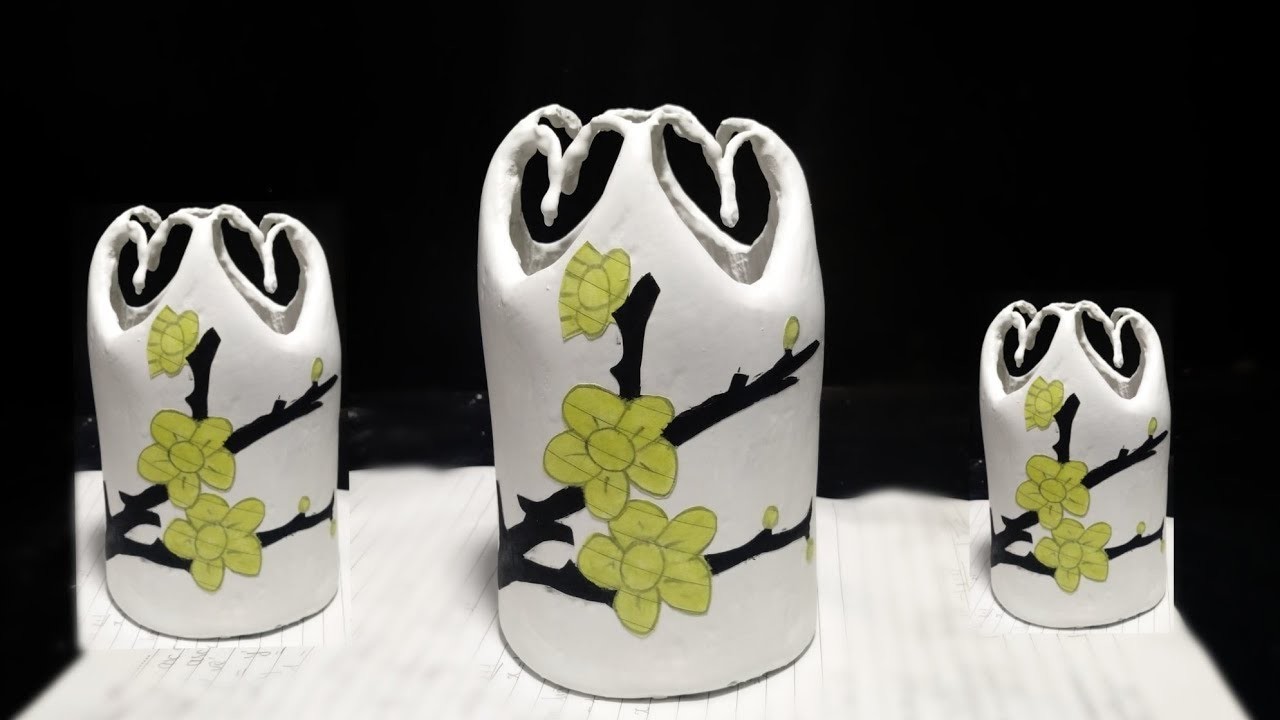Oddly satisfying video Amazing! Paper Flower Vase making Flower Vase with cement and paper