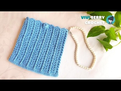 ????Super Easy DIY Crochet Mini Bag | How to Crochet a Bag | Lovely Pearl Strap | ViVi Berry Crochet