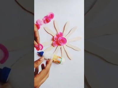 Tanu craft#  ice cream stick with colour paper flower  beautiful wall hanging craft# tanu craft idea