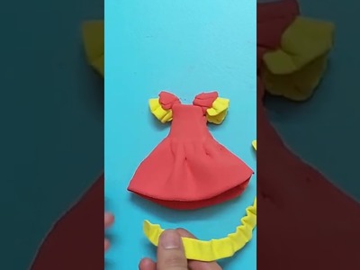 Diy Miniature Polymer Clay Doll Clothes | Miniature Barbie Dress | How to Make Doll Clothes #shorts