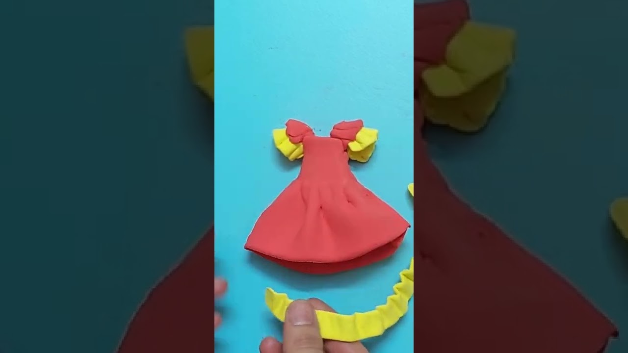 Diy Miniature Polymer Clay Doll Clothes | Miniature Barbie Dress | How to Make Doll Clothes #shorts