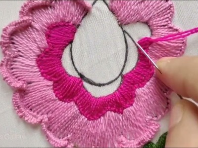 Hand embroidery :Brazilian flower design. Kanzashi flower design embroidery