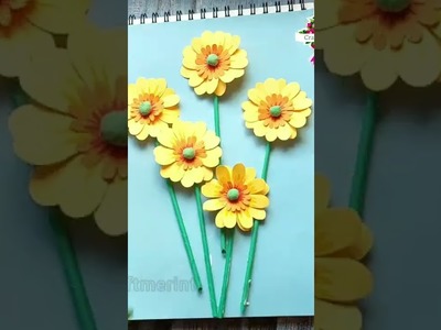 Simple DIY Paper Craft #diy #papercraft #ytshorts #viral #simplediy #flowermaking #walldecor