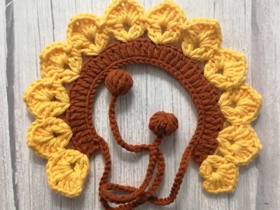 #35 Sunflower color pet collar Crochet tutorial