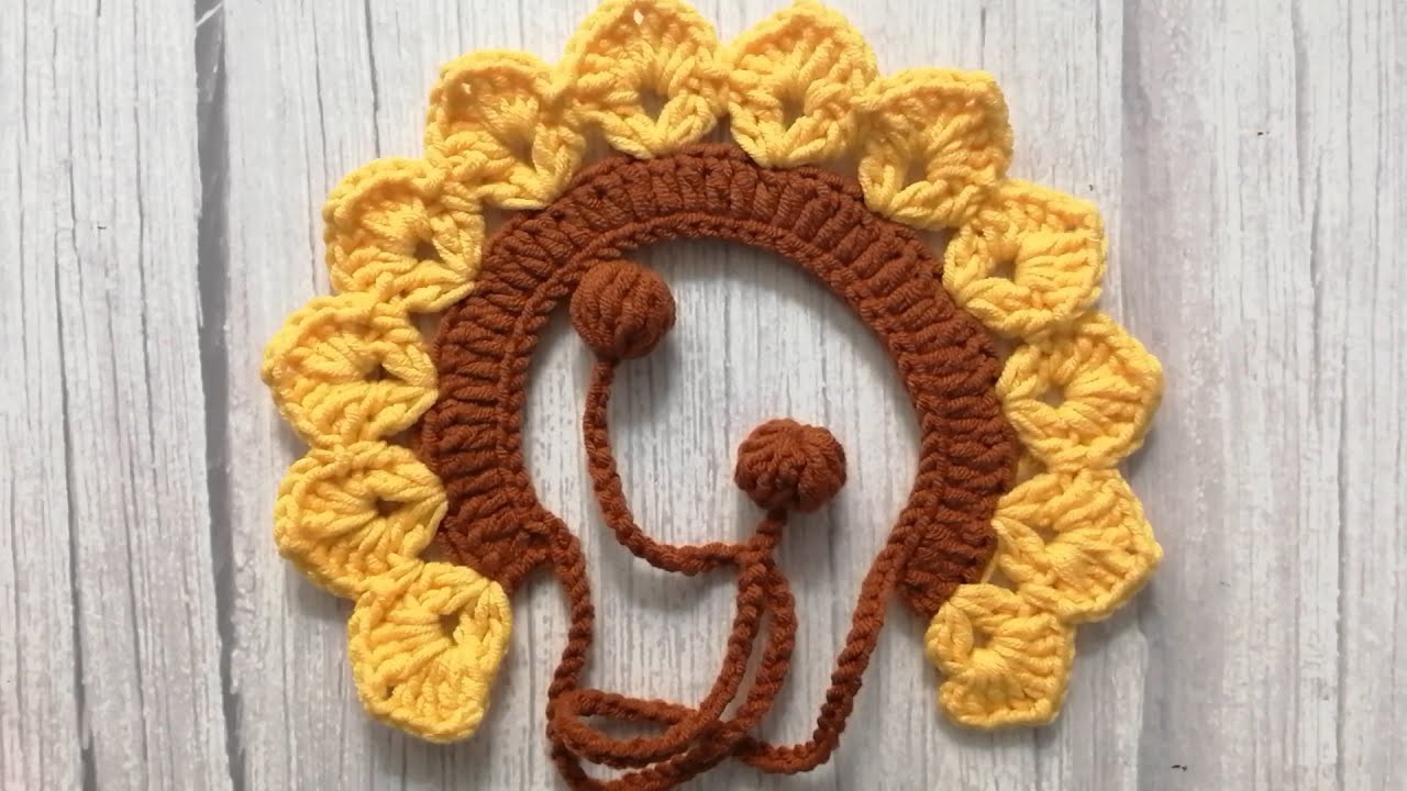 #35 Sunflower color pet collar Crochet tutorial