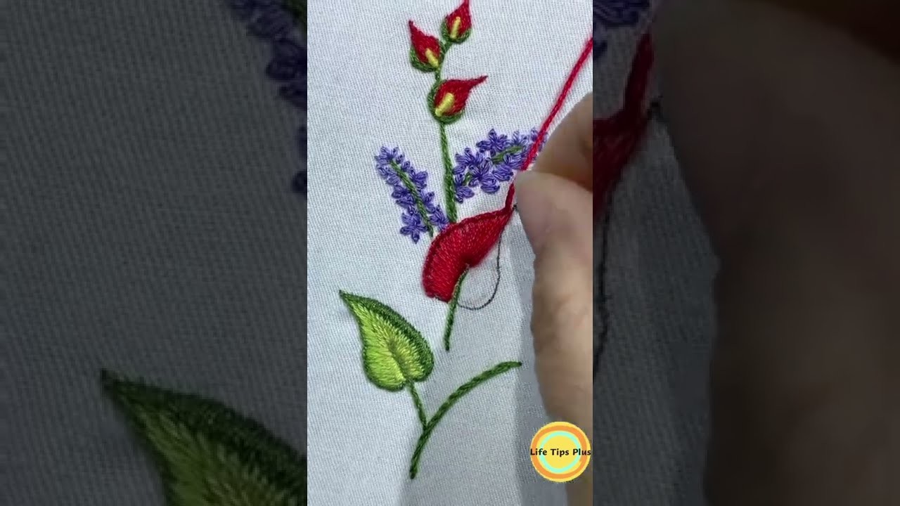 Hand Embroidery: Flower.Amazing Embroidery Stitches For Beginners.Guide to Sewing. #shorts