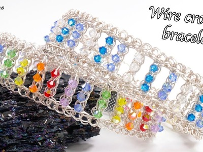 Rainbow wire crochet bracelet tutorial