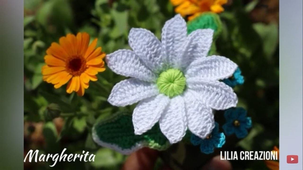 Tutorial Margherita all'uncinetto. Crochet daisy flower