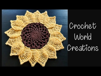 Crochet Doily | Sunflower Pattern ,Easy Tutorial #placemat #thalposh #vinkam #crochetworldcreations