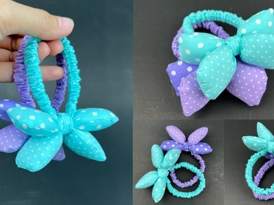 DIY Bow Scrunchies. Fabric Bow Hair. How to make Scrunchies Sewing Tutorial.