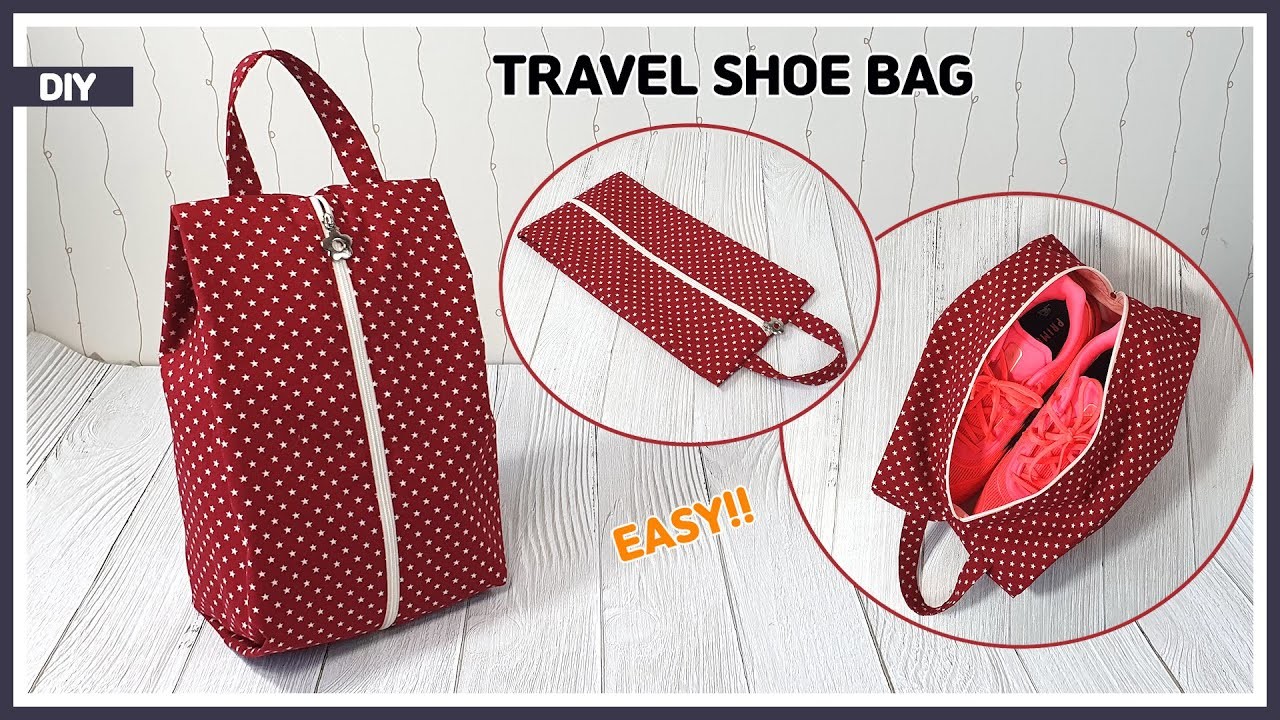DIY Travel shoe bag. toiletry pouch bag. easy sewing tutorial [Tendersmile Handmade]
