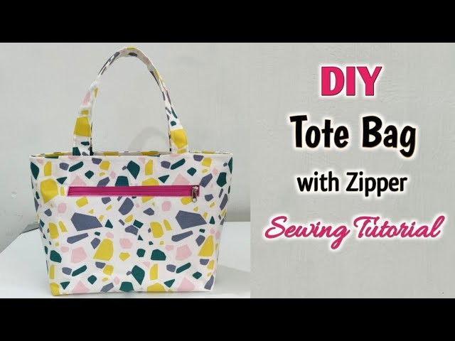 DIY ZIPPERED TOTE BAG TUTORIAL - STEP BY STEP, Shopping Bag with Lining ...