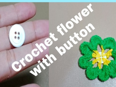 Beautiful crochet flower with button