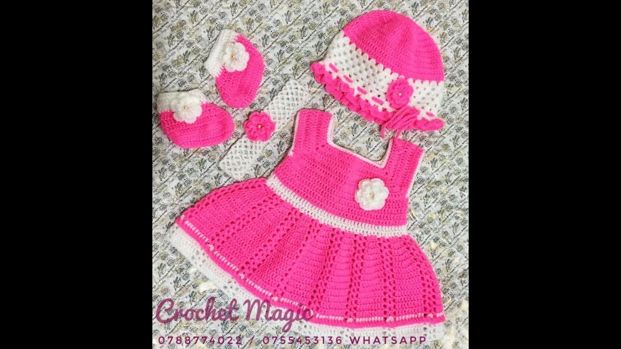 Crochet Beginner Friendly Newborn Baby Frock Hat Shoes Headband Handmade Floral dress Set Pattern