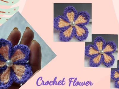 Crochet double shade flower || Crochet two tone flower|| easy crochet flower