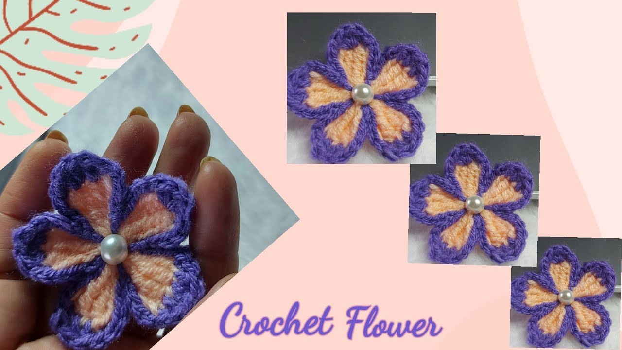 Crochet double shade flower || Crochet two tone flower|| easy crochet flower