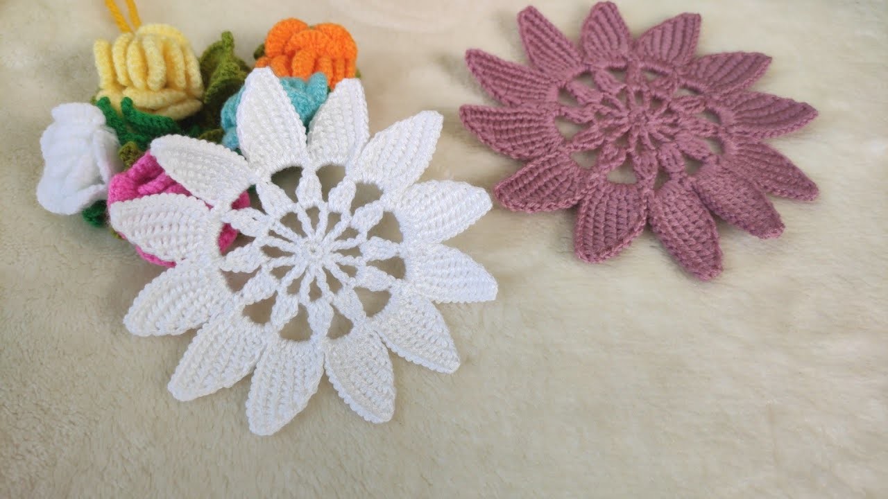 Easy,Awsome Crochet, Flower Motif|Coaster| How to Crochet for Beginners |Step by Step|Passo a Passo