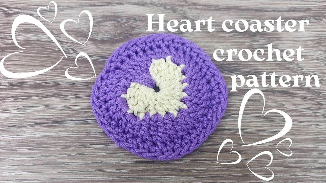 Heart coaster crochet pattern.Crochet circle motif - Video Tutorial