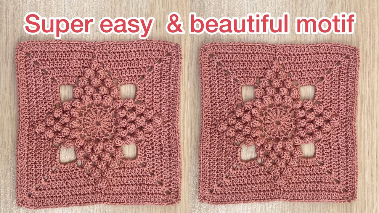 How to crochet popcorn stitch motif for beginners