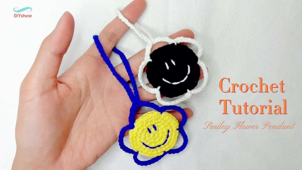 Milk cotton cute crochet INS style hit color smiley flower pendant crochet tutorial for beginners