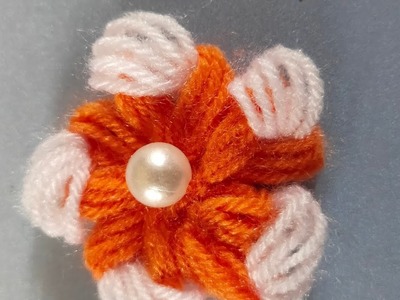 Very Beautiful Woolen Flower ???????? with a hair comb. .Super Easy Idea#Handembroidery
