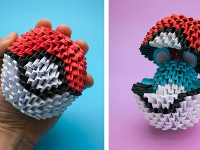 How to make a 3D origami Pokeball with Pokemon