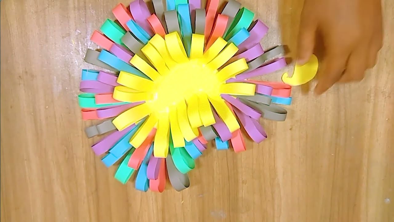 Making a big multi color Flower with paper || Large Origami flower || Paper craft- 26 || Sadia Zone
