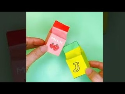 Mini Origami Paper Milk Box | Banana & Strawberry Milk Box | DIY Gift Box #shorts