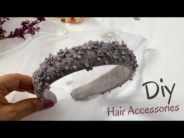 Applique Flower Headband , Diy , How to make pearl headband