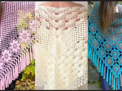 Beautiful And Glamorous Crochet Knitting Shawl Pattern❣️ #trendy #2022 #crochet #shawl #latest