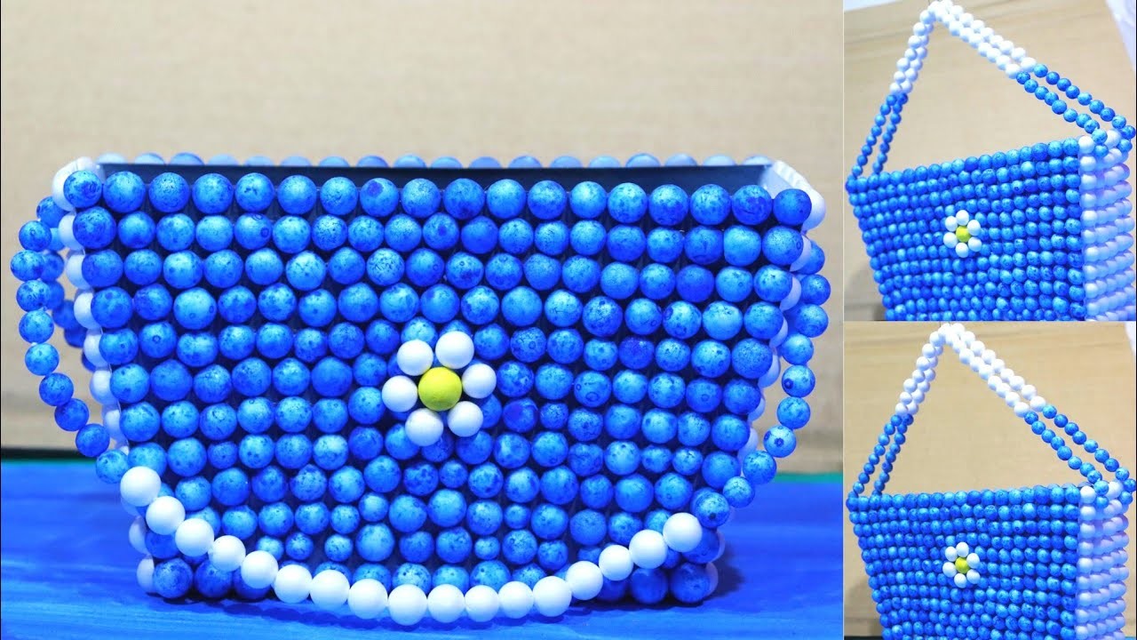 Beautiful Bag Making With Thermocol Balls। Thermocol Balls Craft ideas। Thermocol Craft Ideas।