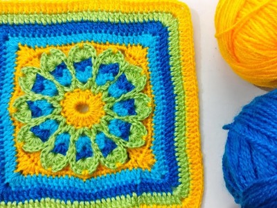 Crochet Floral Square Pattern For Blankets, Cushion Cover,Bed Throw, Table Cover And More