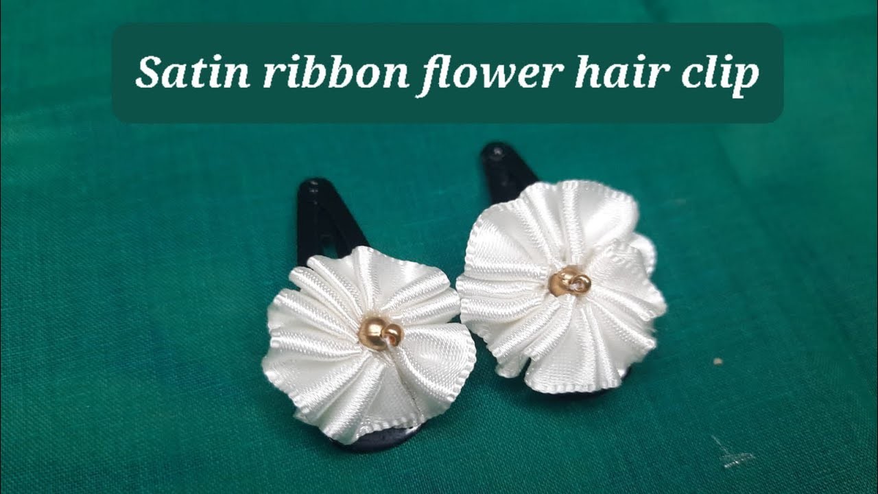 DIY Ribbon flower|Satin ribbon flower ideas|How to make hair clip with ribbon flower