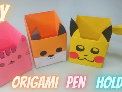 How To Make An Origami Pen Holder | Kawaii Pen Organizer