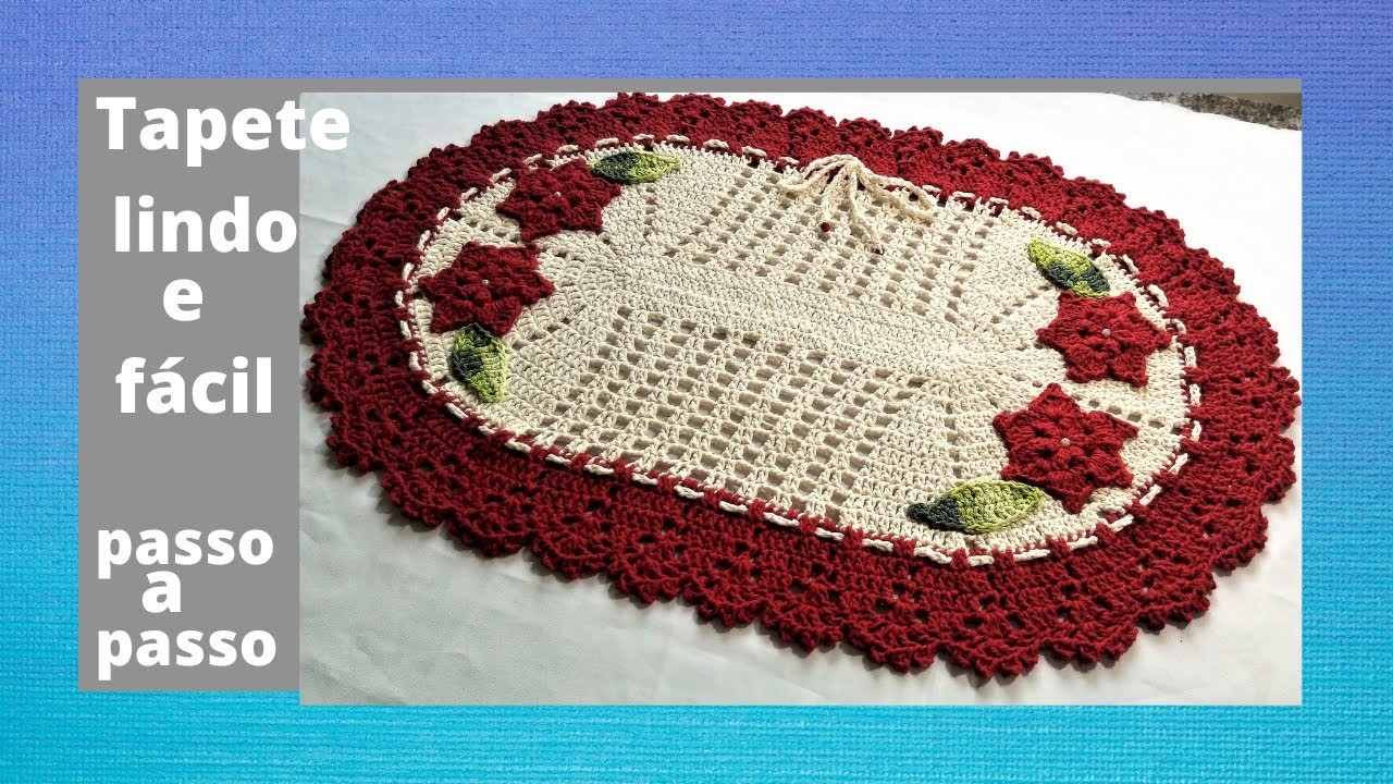 Tapete oval de crochê com flores#tapetecomflores#croche#tapetedecrocheoval