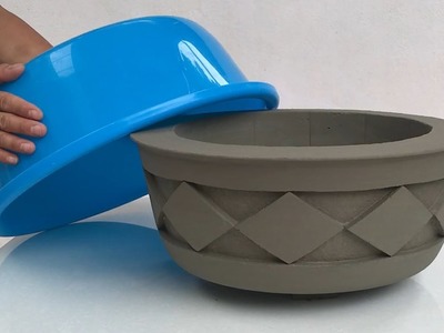 The Idea Of Making Beautiful Flower Pot From Plastic Pot And Cement