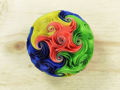 Twirl Star Ball Making With Color Paper, Origami Paper Ball, Paper Ball