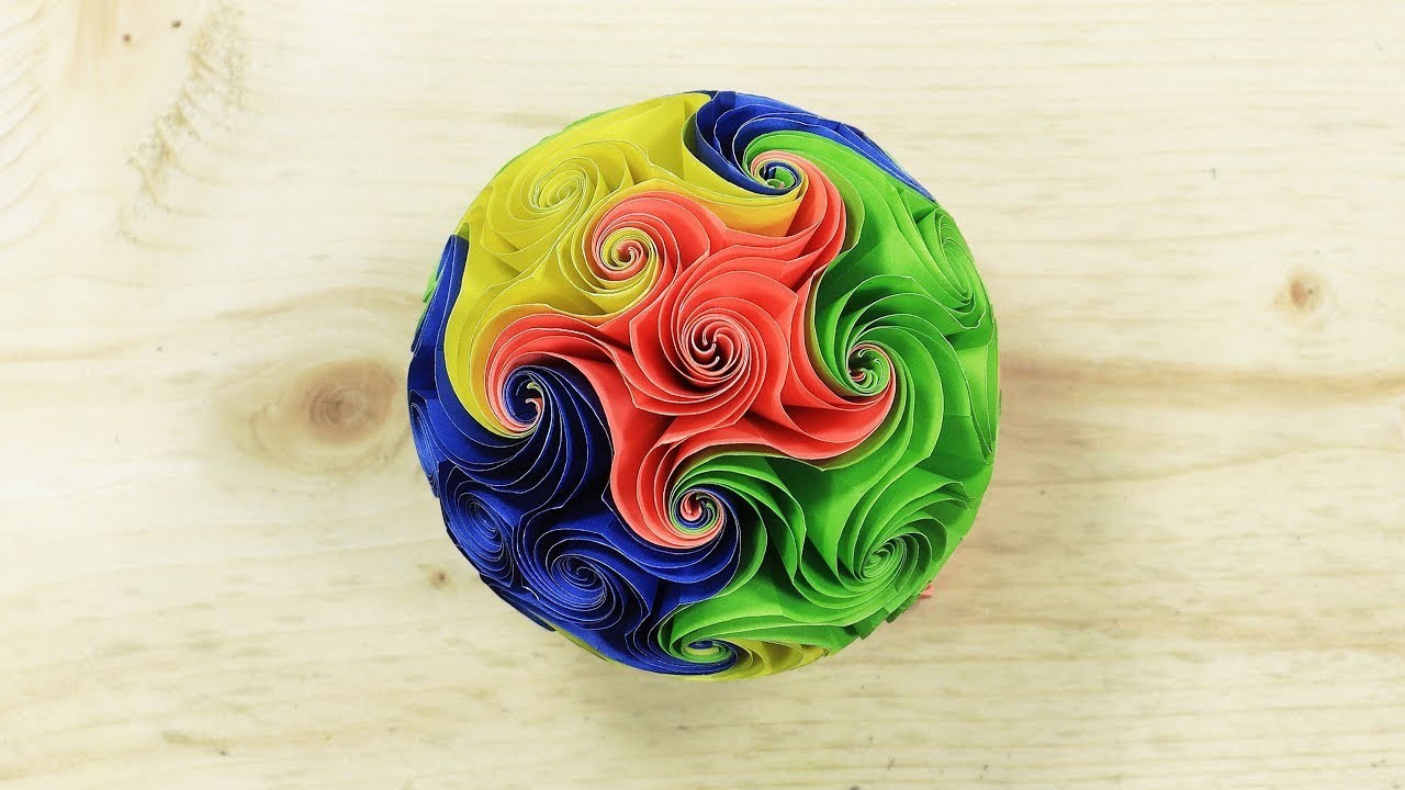 Twirl Star Ball Making With Color Paper, Origami Paper Ball, Paper Ball