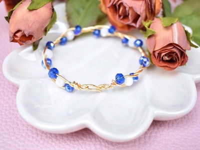 Beebeecraft DIY Blue and White Crystal Winding Bracelet