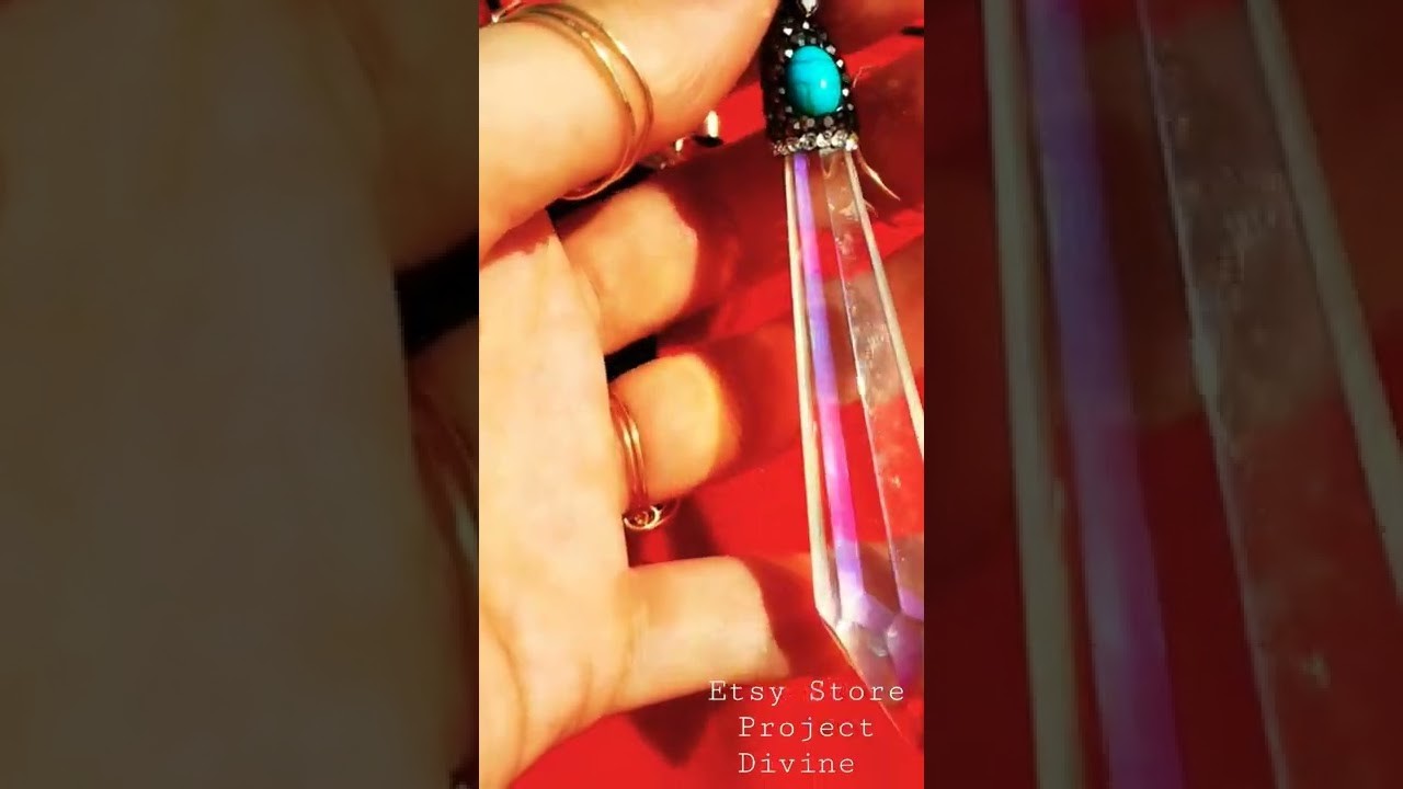 Clear Quartz & Turquoise Pendant-Healing Crystal necklace-Etsy store Project Divine