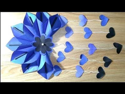How to make easy wall hanging idea. Flower home decor DIY. Simple paper craft idea