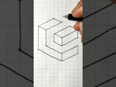 3D Floating Block Art On Paper | 3D Floting Drawing | #shorts #3dart #3ddrawing #easydrawing