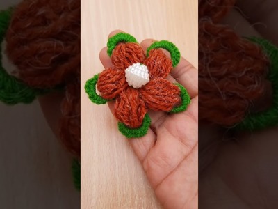 Amazing Woolen Flower Craft Idea using Finger -Easy Woolen Flower.hand embroidery #diy#shorts#shorts