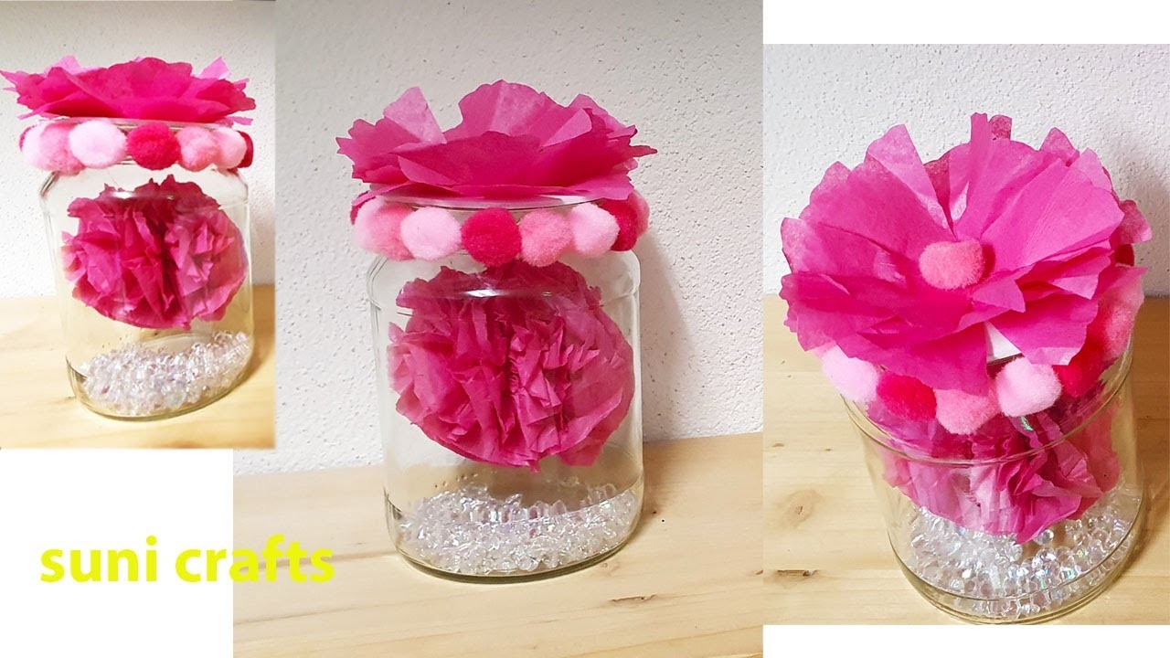 Easy Bottle Flower Art | Amazing DIY Craft Idea | You Only Need A Jar #shorts #diy #art #suni_crafts